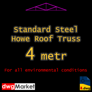autocad of Pre-designed Howe Standard Steel Roof Truss 4m