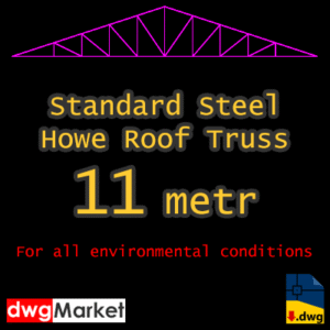 autocad of Pre-designed Howe Standard Steel Roof Truss 11m