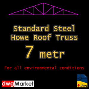 autocad of Pre-designed Howe Standard Steel Roof Truss 7m