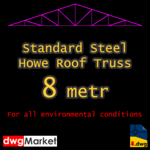 autocad of Pre-designed Howe Standard Steel Roof Truss 8m