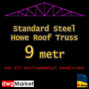 autocad of Pre-designed Howe Standard Steel Roof Truss 9m