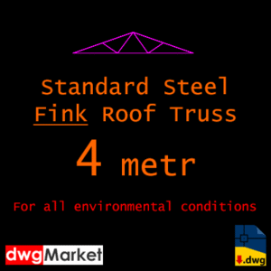 autocad of Pre-designed Fink Standard Steel Roof Truss 4m
