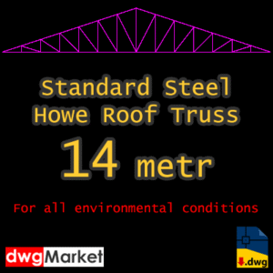 autocad of Pre-designed Howe Standard Steel Roof Truss 14m